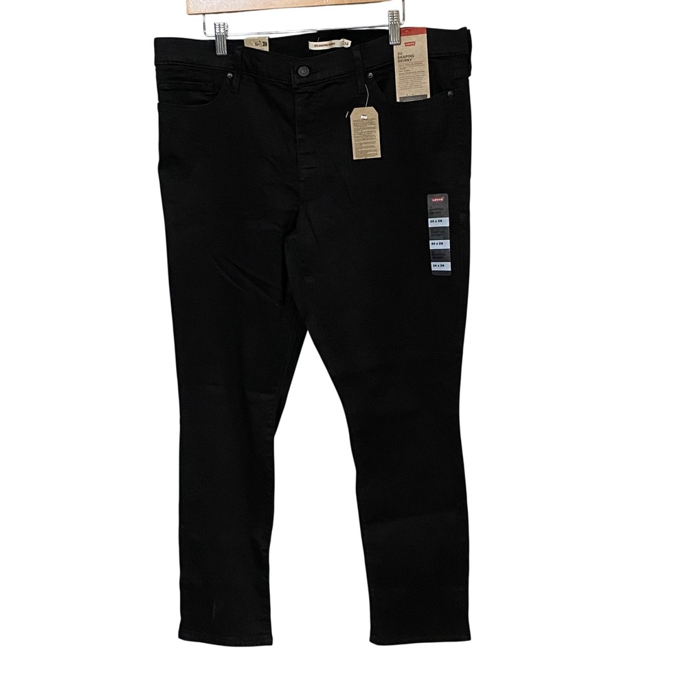 Levis 311 Shaping Skinny Jeans Womens 34x28 Black Stellar Stretch Mid Rise NEW